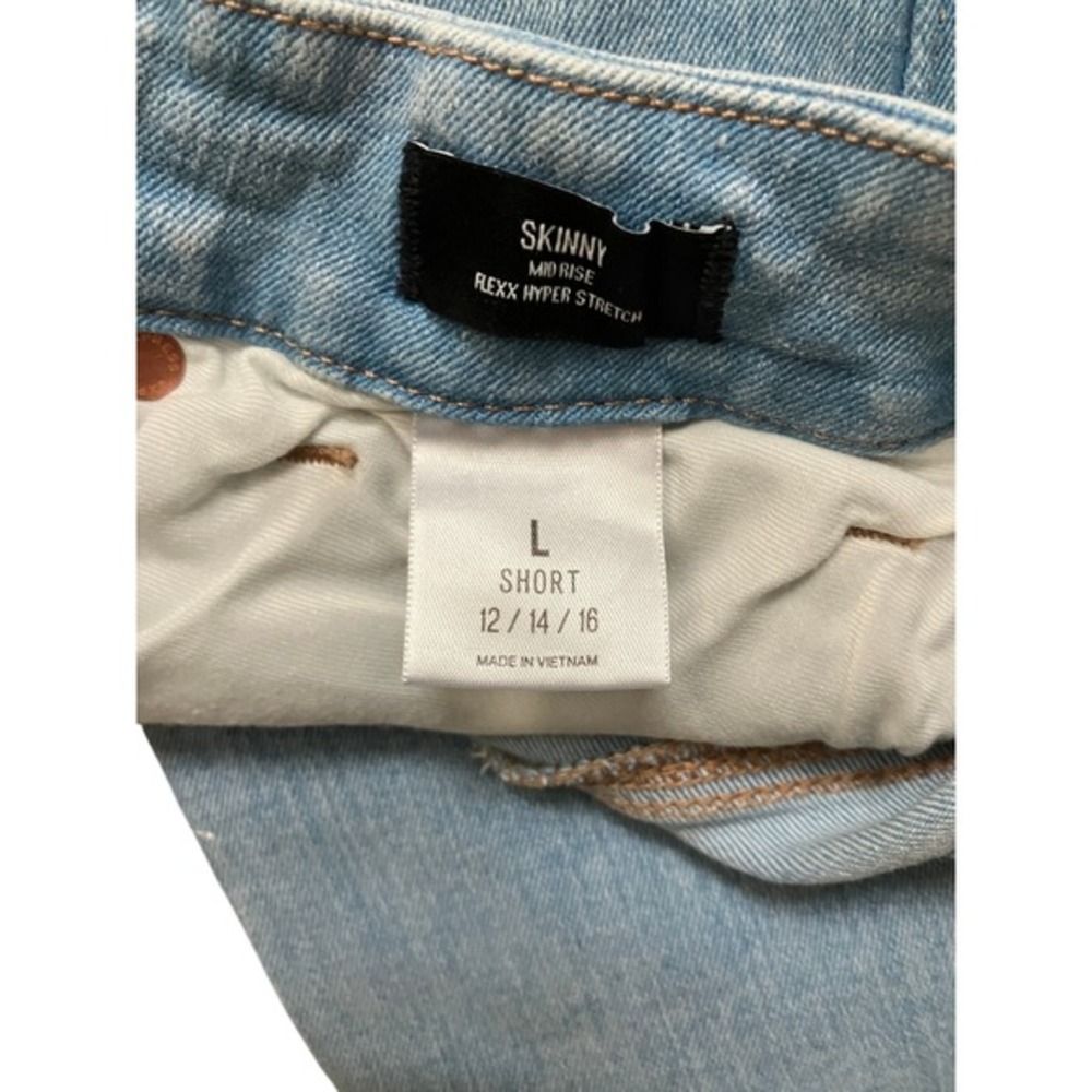 Express Skinny Mid Rise Hyper Stretch Light Wash Jeans Women Size Short 12 14 16 - Picture 4 of 10